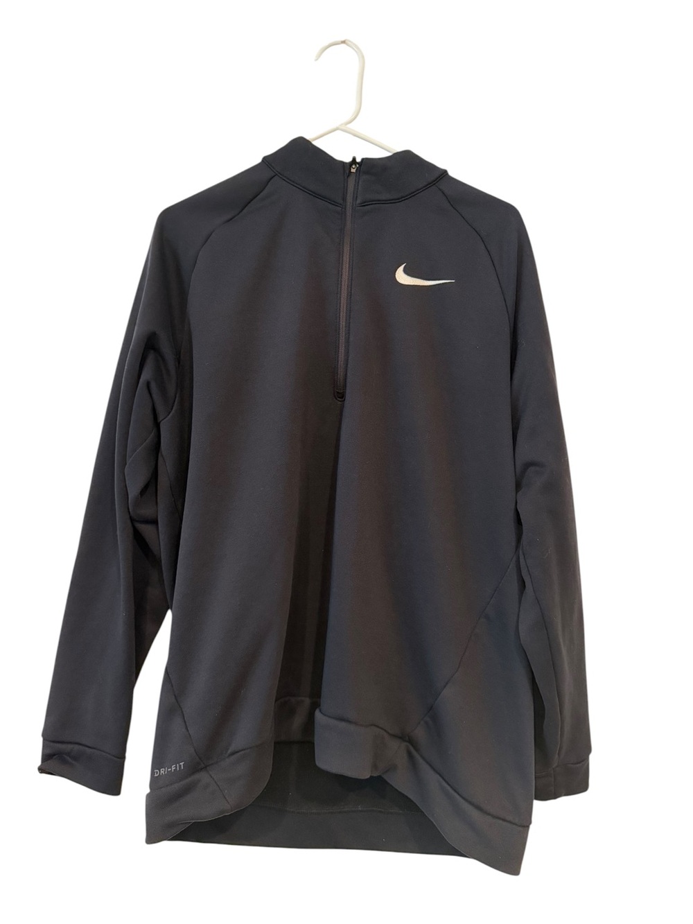 Nike Black Quarter-Zip Dri-FIT Pullover with White Swoosh